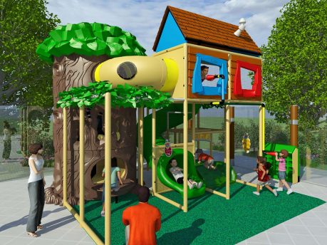 Medium Sized Treehouse Themed Playground