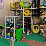 Farm Themed Playground with Netting and Climbing Obstacles