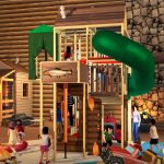 Wood lodge play area for kids