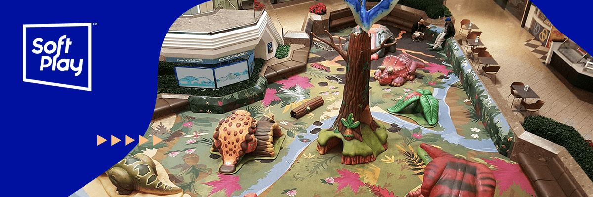 An overhead view of an indoor playground