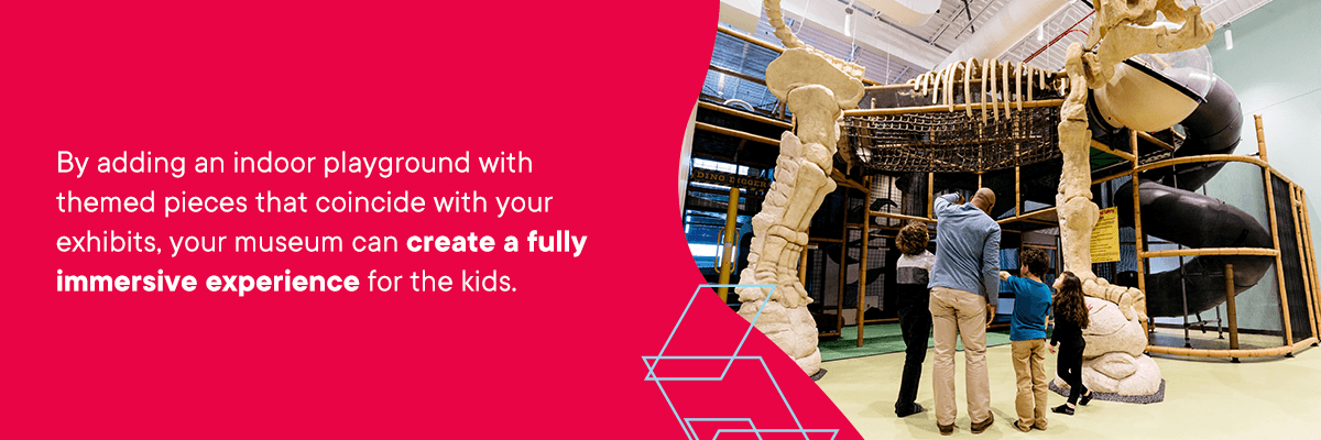 Children look at a custom indoor playground in a museum