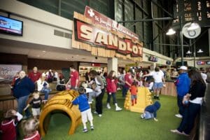 families enjoying play area for kids
