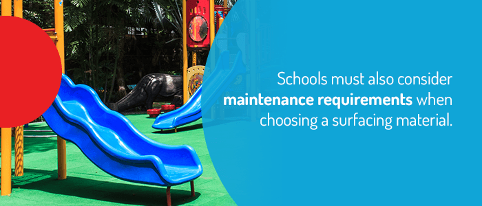 Schools must also consider maintenance requirements when choosing a surfacing material.
